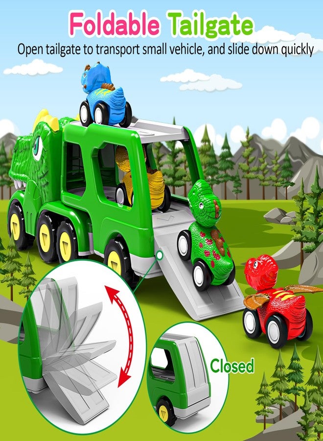 AUTGA Dinosaur Toys for 1 2 3 4 5 Year Old Boy, Dinosaur Trucks for Toddlers 2-4 Years with 4 Small Pull Back Dino Cars, Kids Christmas Birthday Gifts for Boys - Image 4